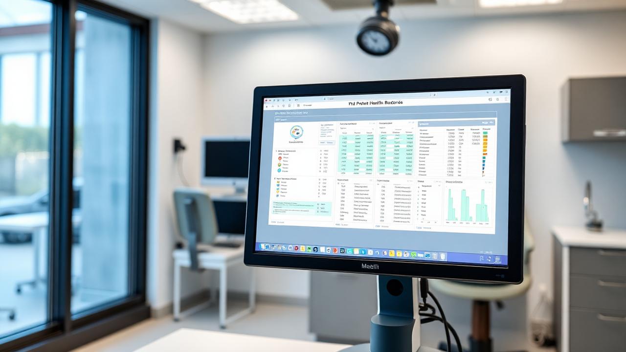 Digitale Patientenakte auf einem Tablet in einer Praxis