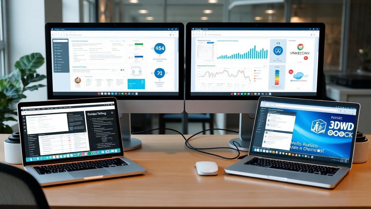 Vergleich von Praxissoftware auf mehreren Bildschirmen